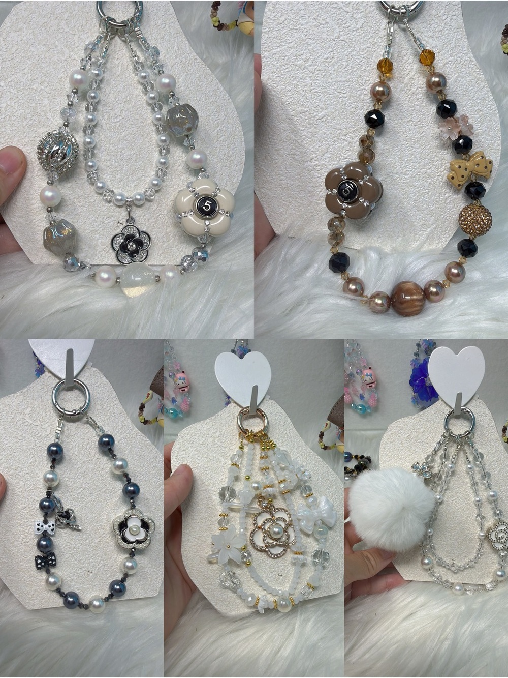 Fashion Camelia designer Pearl/Multi Bead Charm. 7 pieces bundle set